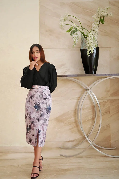 Lyla Pastel Skirt With Black Formal Pleated Top